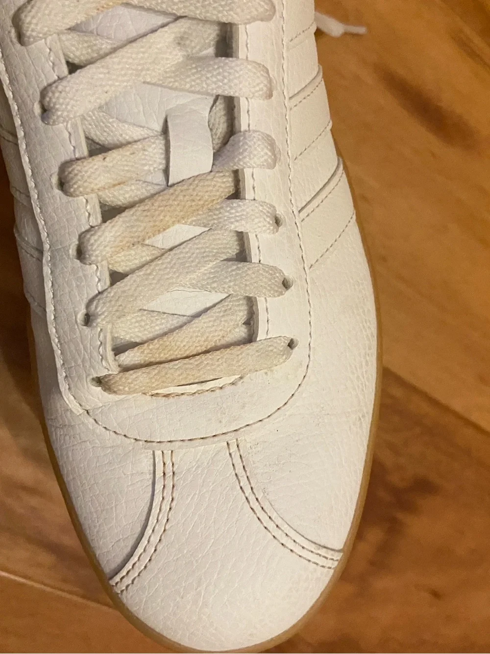 adidas White Leather Sneakers with Gum Outsole Women’s 8.5